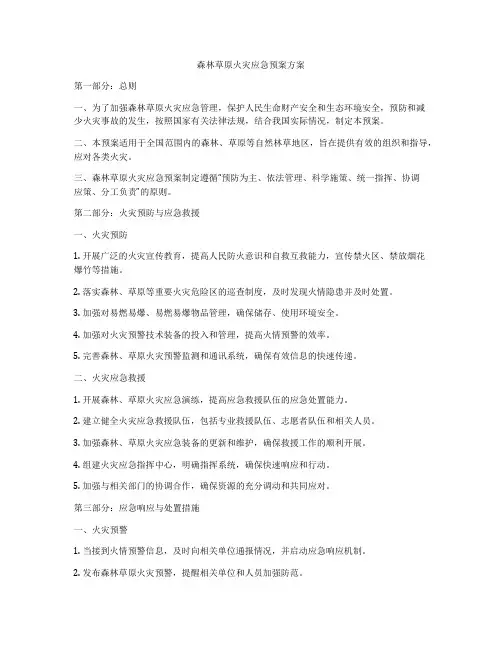 森林草原火灾应急预案方案