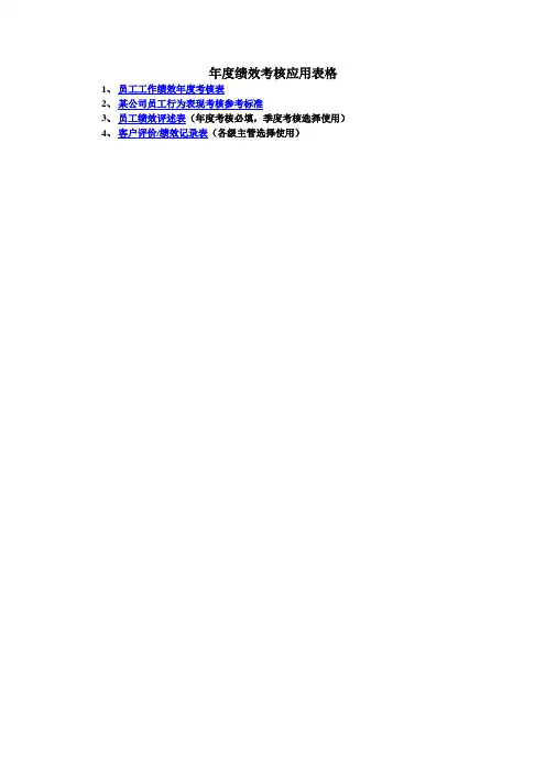 某公司员工行为表现考核参考标准