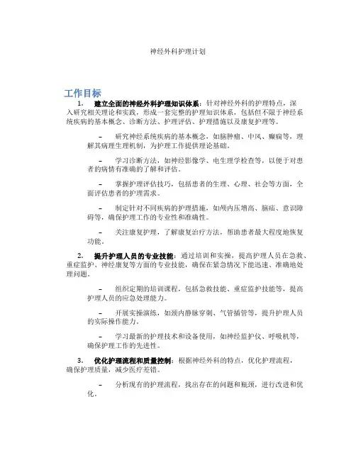 神经外科护理计划