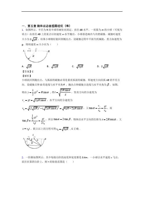 物理高一下册 抛体运动检测题(Word版 含答案)