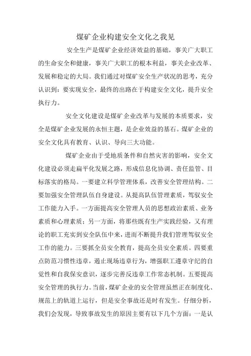 煤矿企业构建安全文化之我见