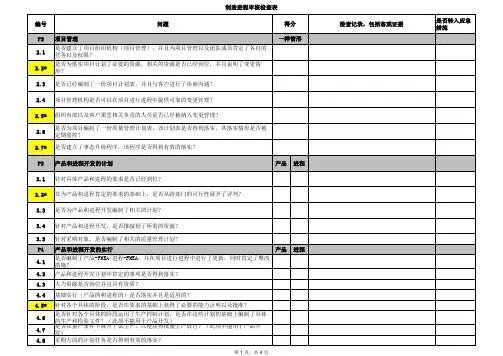 制造过程审核检查表