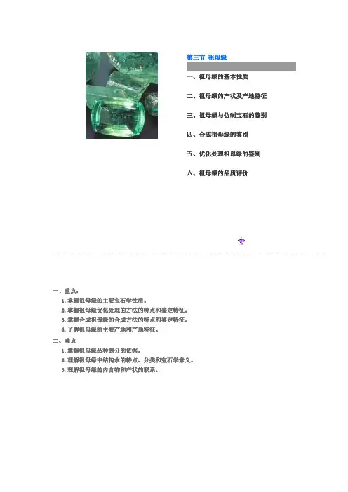 祖母绿的产地、性质和鉴别