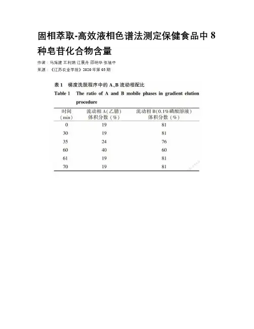 固相萃取-高效液相色谱法测定保健食品中8种皂苷化合物含量
