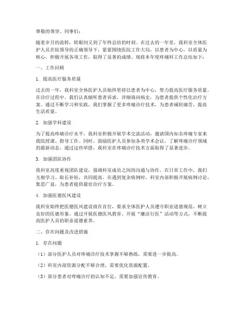 年终疼痛科工作总结报告