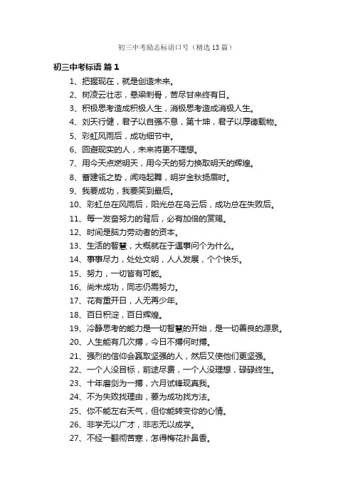 初三中考励志标语口号（精选13篇）