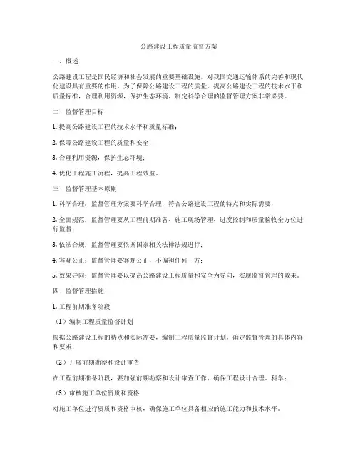 公路建设工程质量监督方案