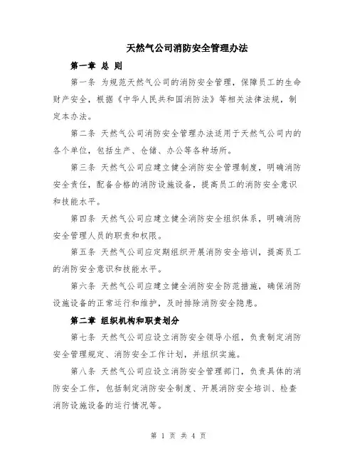 天然气公司消防安全管理办法