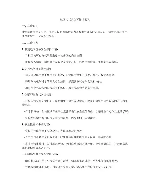 校园电气安全工作计划表