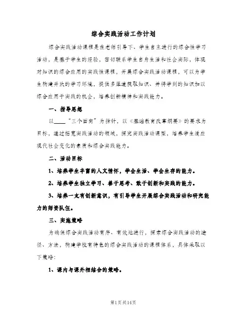 综合实践活动工作计划（五篇）