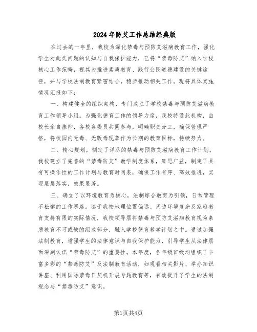 2024年防艾工作总结经典版（二篇）