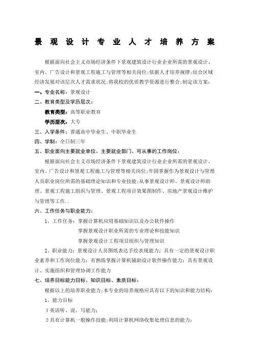 环境艺术设计专业人才培养方案