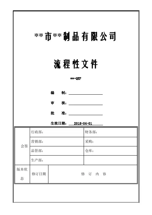 最新全套经典ISO14001-2015流程性程序文件