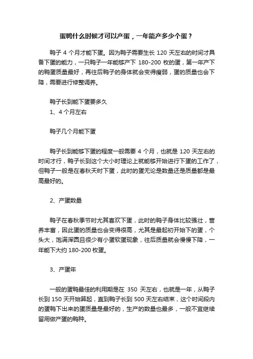 蛋鸭什么时候才可以产蛋，一年能产多少个蛋？