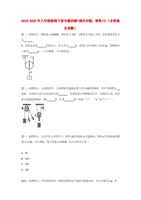 2019-2020年八年级物理下册专题讲解+课后训练：滑轮(I)(含答案及详解)