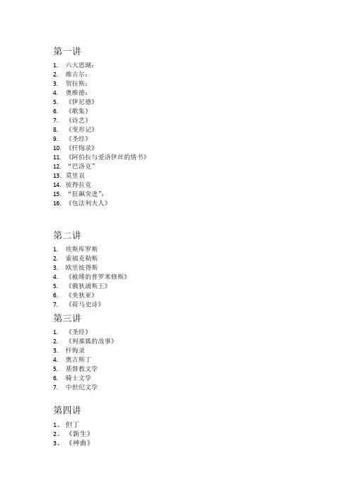 西方文学十五讲名词解释