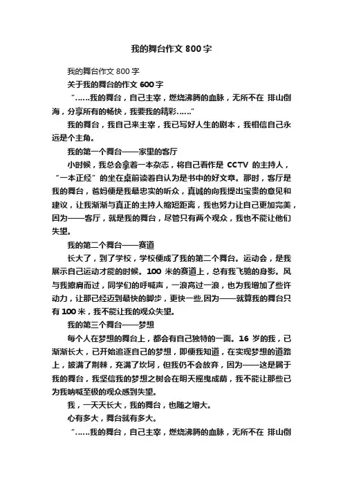 我的舞台作文800字