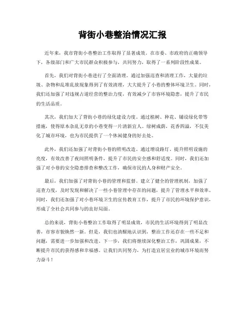 背街小巷整治情况汇报