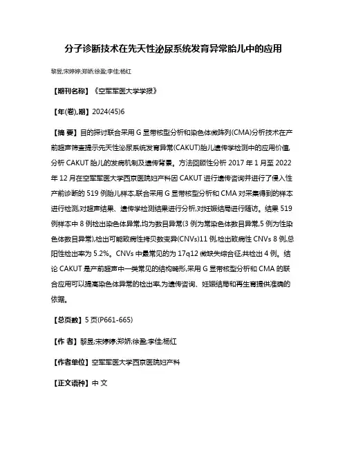 分子诊断技术在先天性泌尿系统发育异常胎儿中的应用