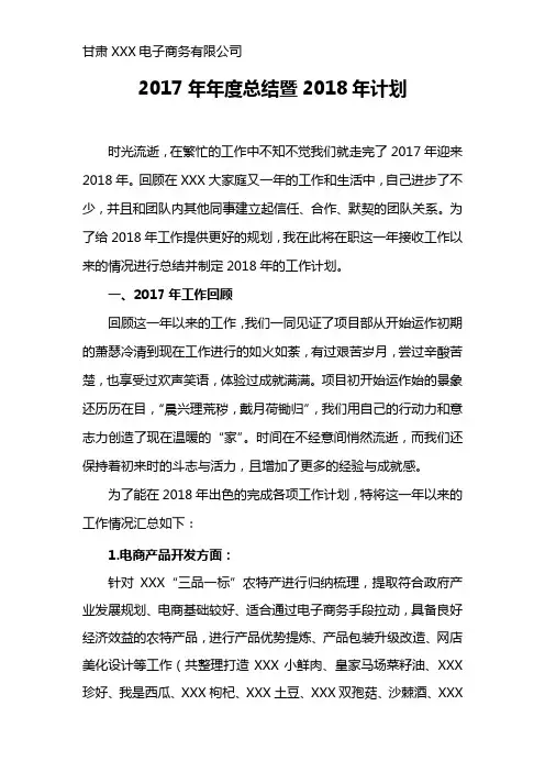 2017年年度总结暨2018年计划、