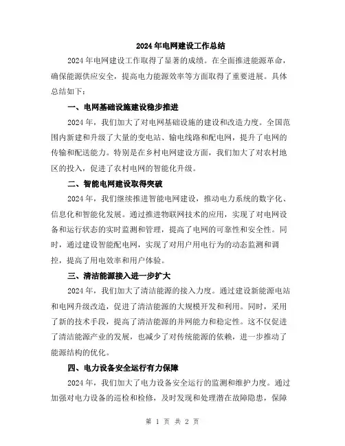 2024年电网建设工作总结