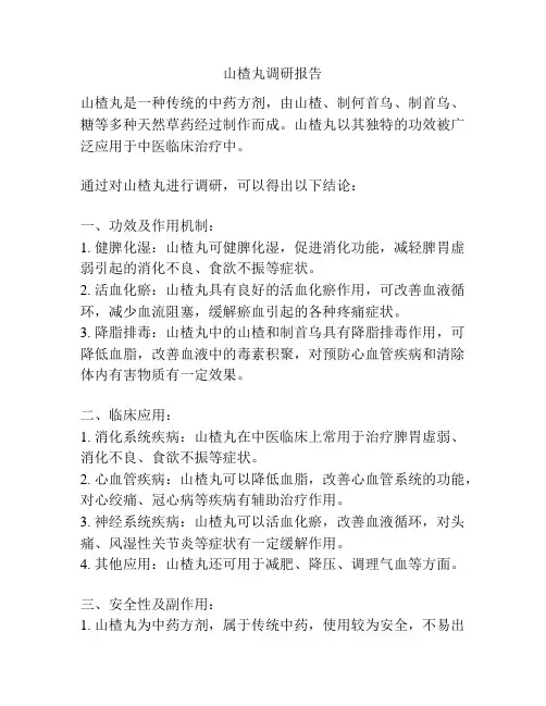 山楂丸调研报告