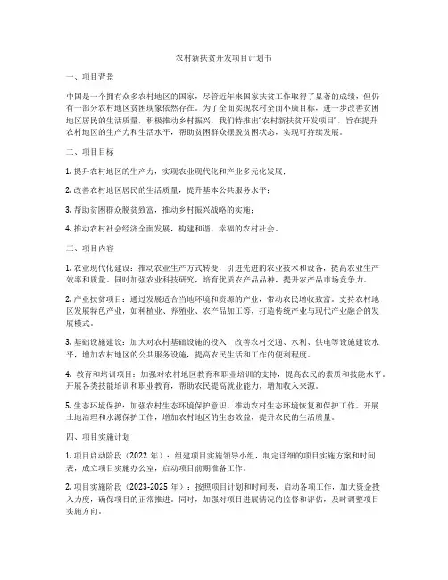 农村新扶贫开发项目计划书