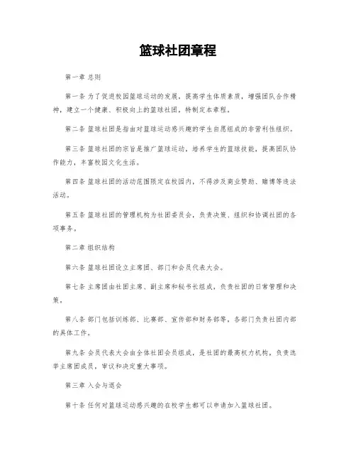 篮球社团章程