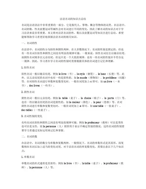 法语名词的知识点总结