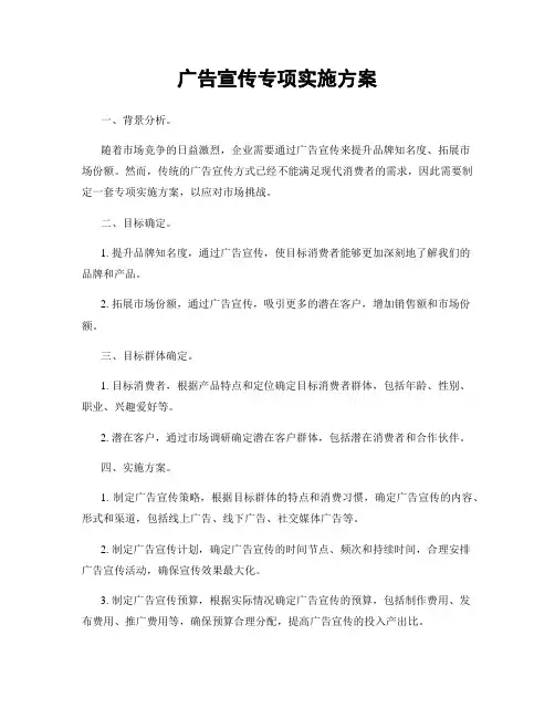 广告宣传专项实施方案