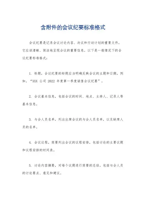 含附件的会议纪要标准格式