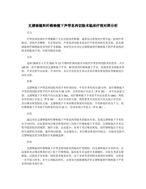 支撑喉镜和纤维喉镜下声带息肉切除术临床疗效对照分析