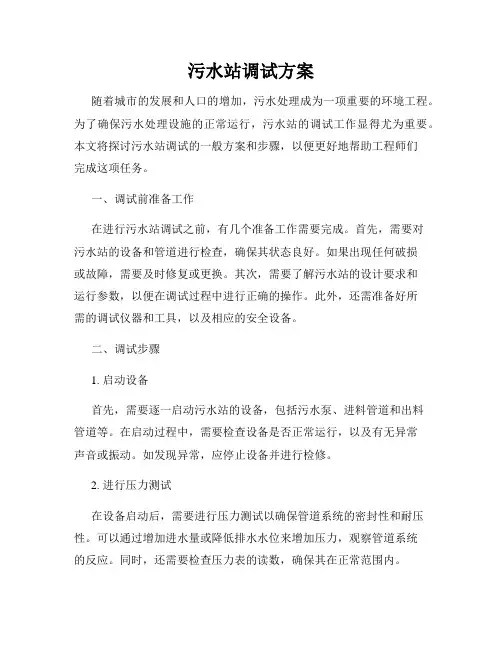 污水站调试方案