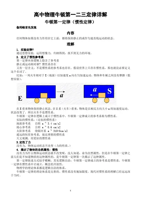 高中物理牛顿第一二三定律详解