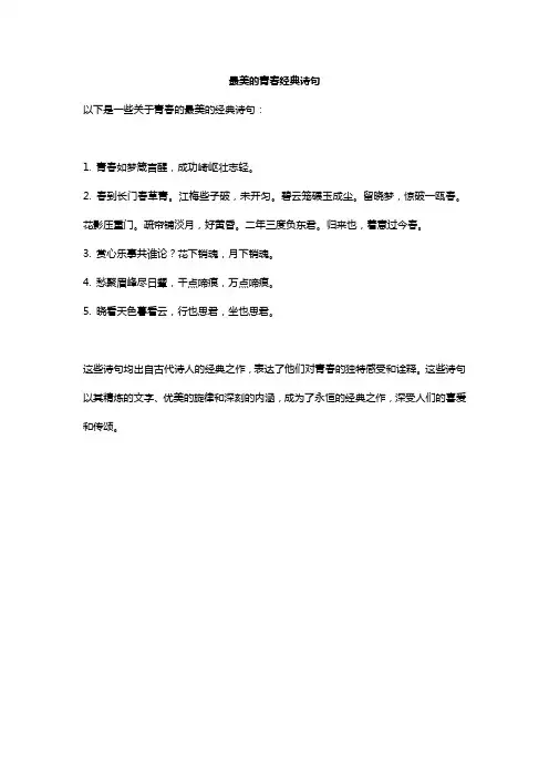 最美的青春经典诗句