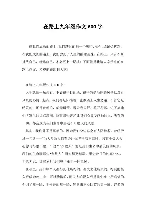 (初三作文)在路上九年级作文600字