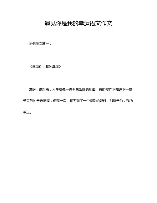 遇见你是我的幸运语文作文
