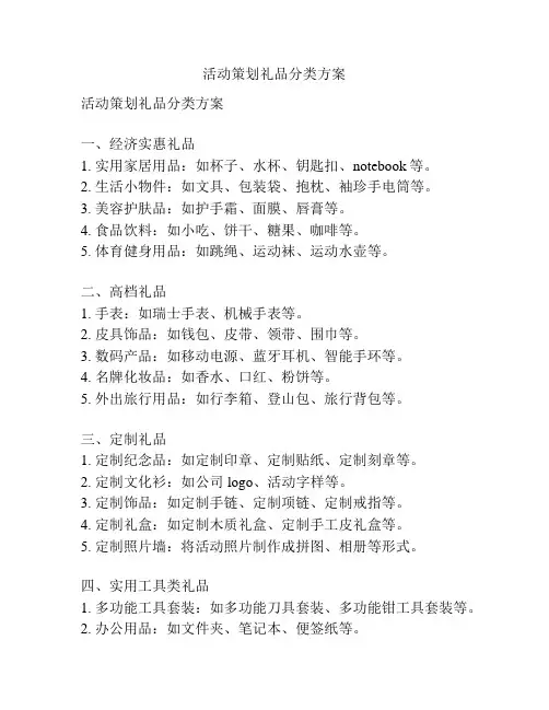 活动策划礼品分类方案