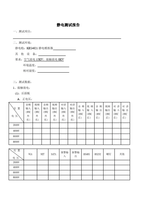 静电测试报告模板