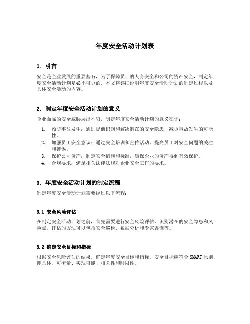 年度安全活动计划表