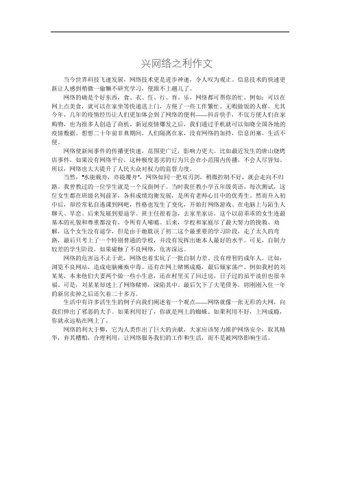 兴网络之利作文