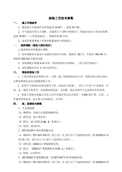 涂装工艺技术参数
