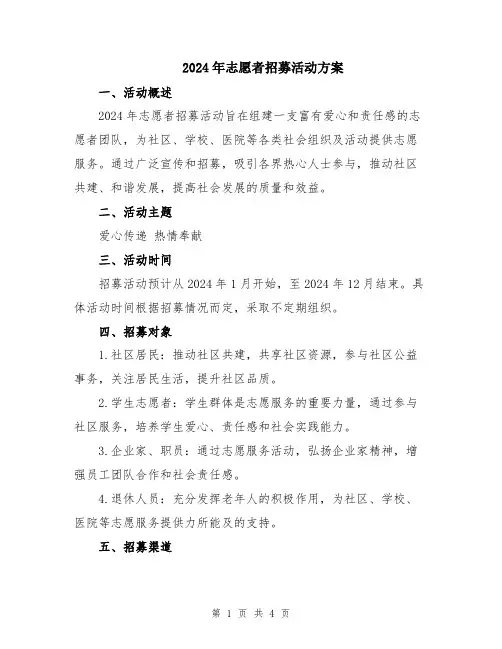 2024年志愿者招募活动方案