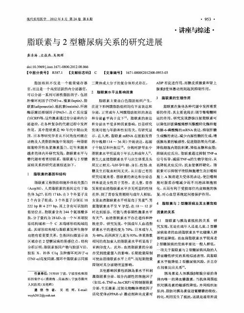 脂联素与2型糖尿病关系的研究进展