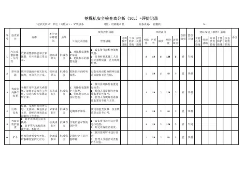 挖掘机安全检查表分析(SCL)+评价记录