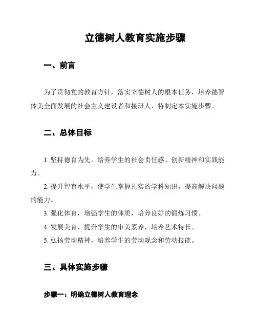 立德树人教育实施步骤