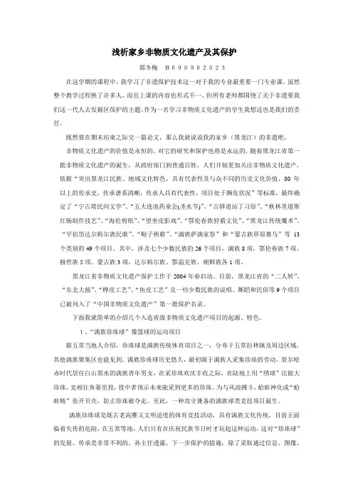 浅析家乡非物质文化遗产及其保护