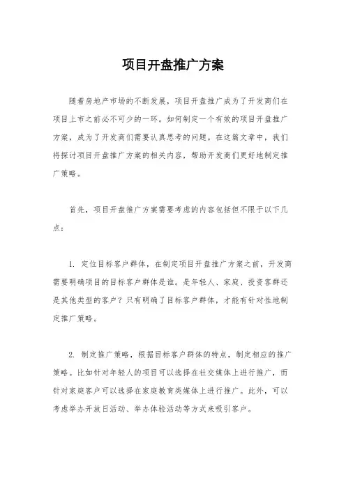 项目开盘推广方案