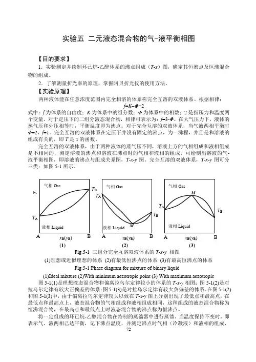 13 实验五 二元液体溶液的气—液平衡相图