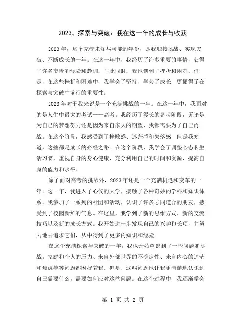 2023,探索与突破：我在这一年的成长与收获